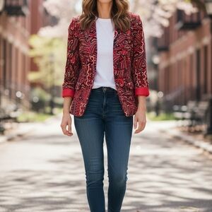Chelsea Rose Vintage Paisley Velvet Blazer